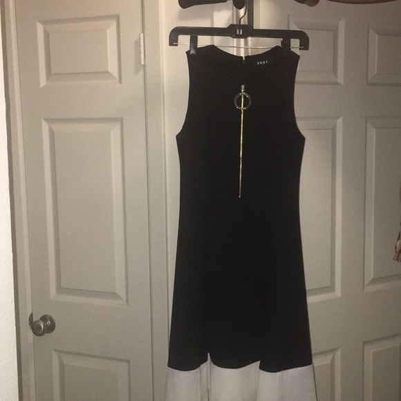 dkny black and white dress